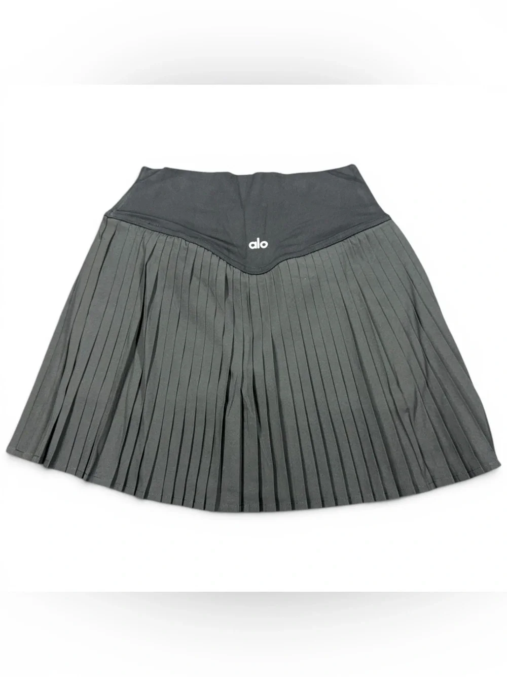 ALO Yoga Black Pleated Tennis Skirt with High Waistband